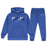 Tuta con cappuccio Trapstar Chenille Decoded Blu-Bianco