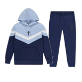 Tuta con cappuccio Trapstar V Stripe blu navy