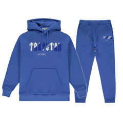 Tuta con cappuccio Trapstar Chenille Decoded Blu-Bianco