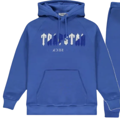 Tuta con cappuccio Trapstar Chenille Decoded Blu-Bianco