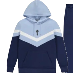 Tuta con cappuccio Trapstar V Stripe blu navy